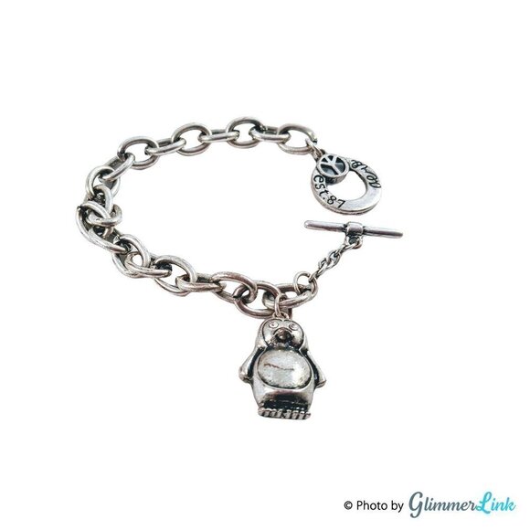 Aeropostale Silver Tone Penguin Charm Toggle Bracelet - Picture 2 of 8